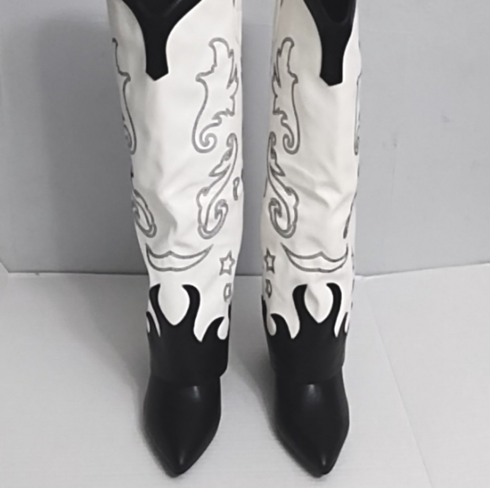 Modatope Tall Cowgirl Knee High Fold Over Boots - Picture 5 of 12